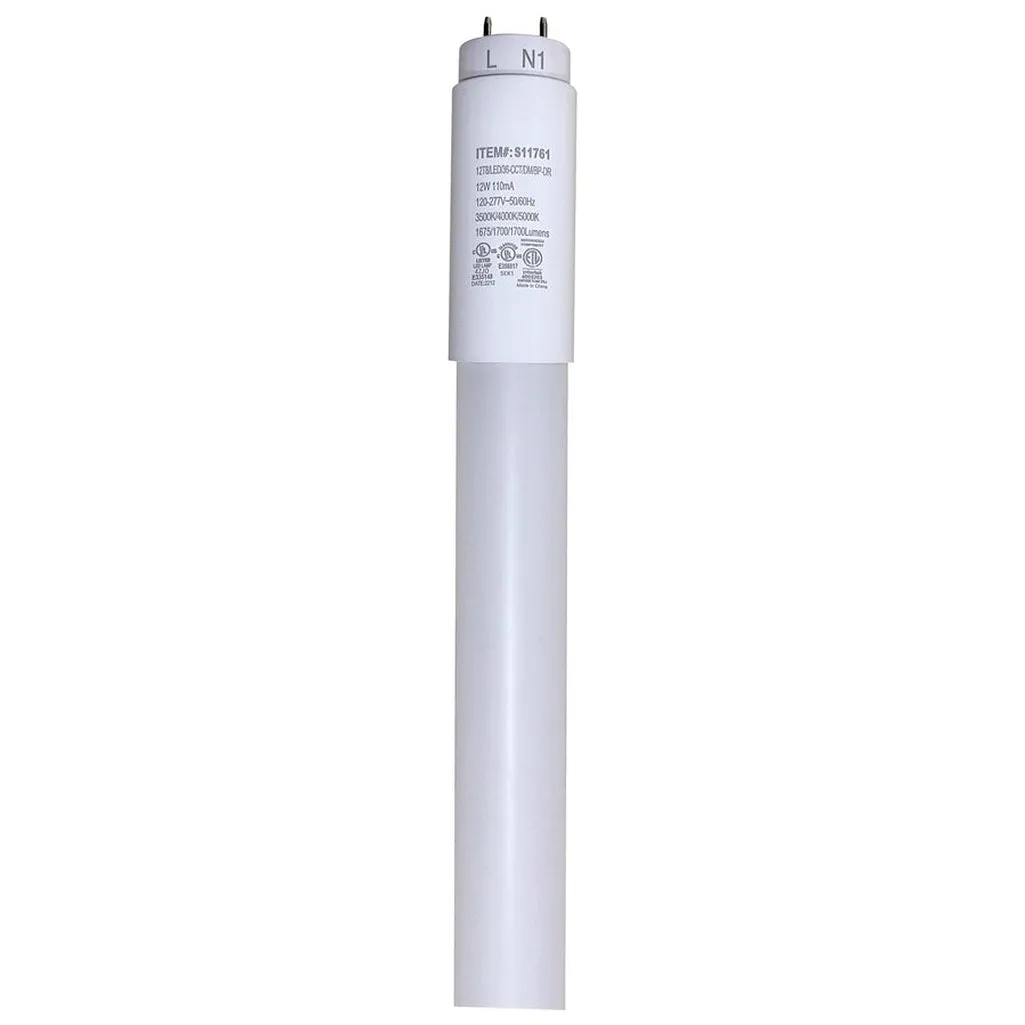 12W T8 LED - CCT Selectable - Medium bi-pin base - 50000 Hours - Type A/B - Ballast Bypass or Direct Replacement - Single or Double Ended Wiring - Glass with PET coating - 25-Pack