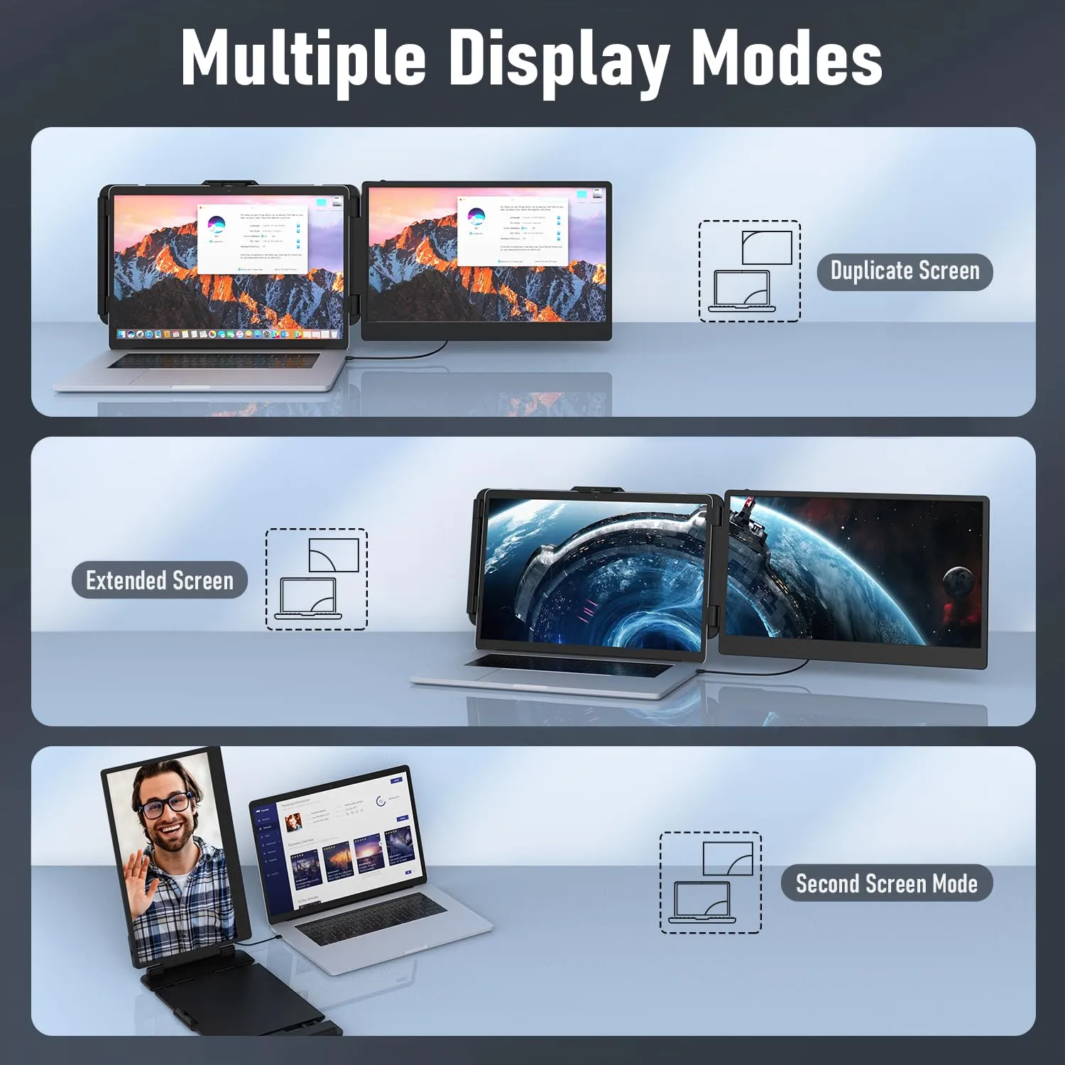 14.2" Laptop Screen Extender, 1080P FHD IPS Laptop Monitor Extender Dual Screen USB C HDMI, Plug-Play Portable Monitor for Laptops for 13"-17.3" Laptops, Compatible for Mac/Wins/Android/Switch