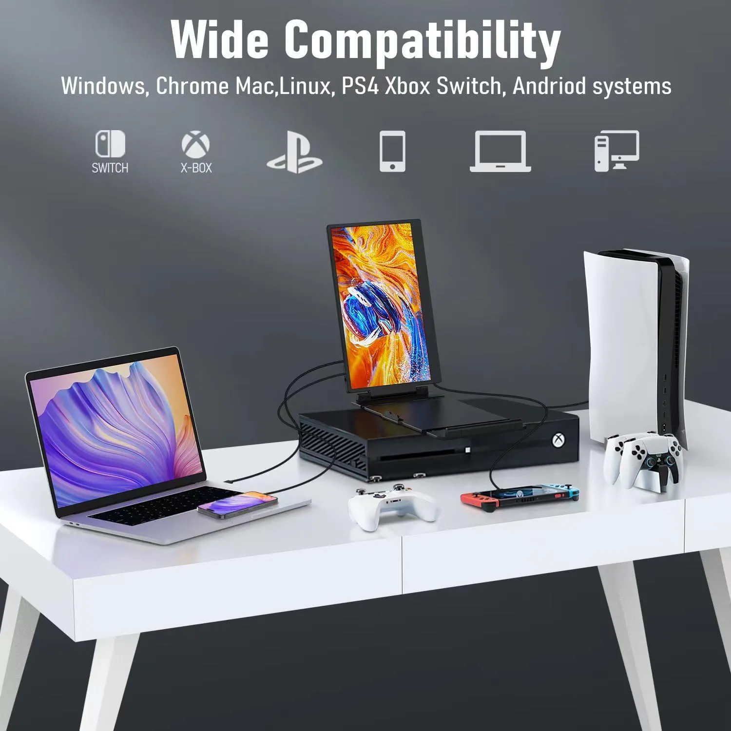 14.2" Laptop Screen Extender, 1080P FHD IPS Laptop Monitor Extender Dual Screen USB C HDMI, Plug-Play Portable Monitor for Laptops for 13"-17.3" Laptops, Compatible for Mac/Wins/Android/Switch