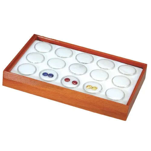15 Acrylic 1.13" Ø Gem Jars Inserts in Wood Trays, 8.25" L x 4.75" W