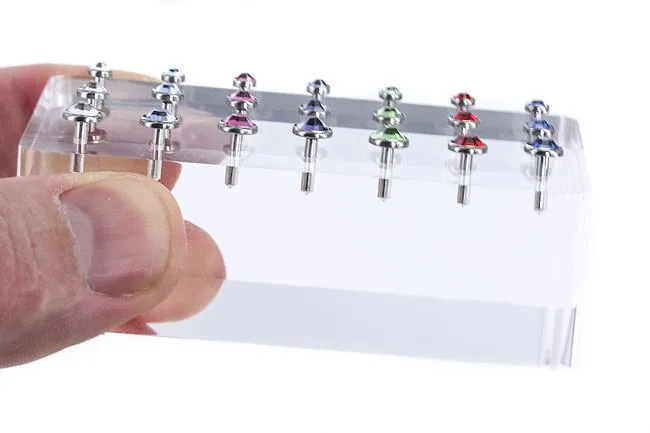 16g Internally Threaded Straight Barbell for Acrylic Display Block - Price Per 1