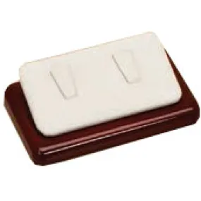 2-Clip Ring Displays on Slanted Base in Pearl & Mahogany, 2.5" L x 2.25" W