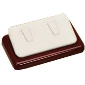 2-Clip Ring Displays on Slanted Base in Pearl & Mahogany, 2.5" L x 2.25" W