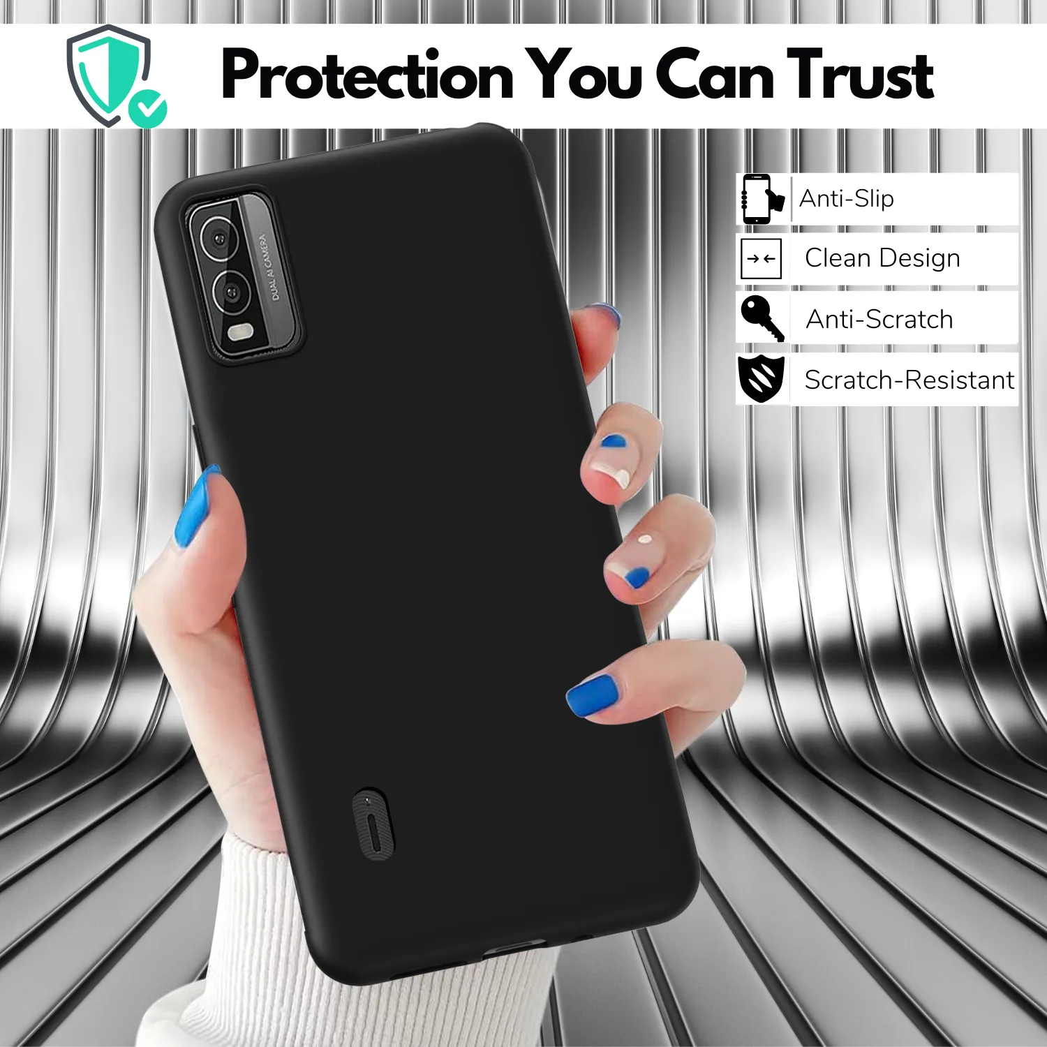 2 Screen Protectors   Case for Nokia C210 (Matte Black)