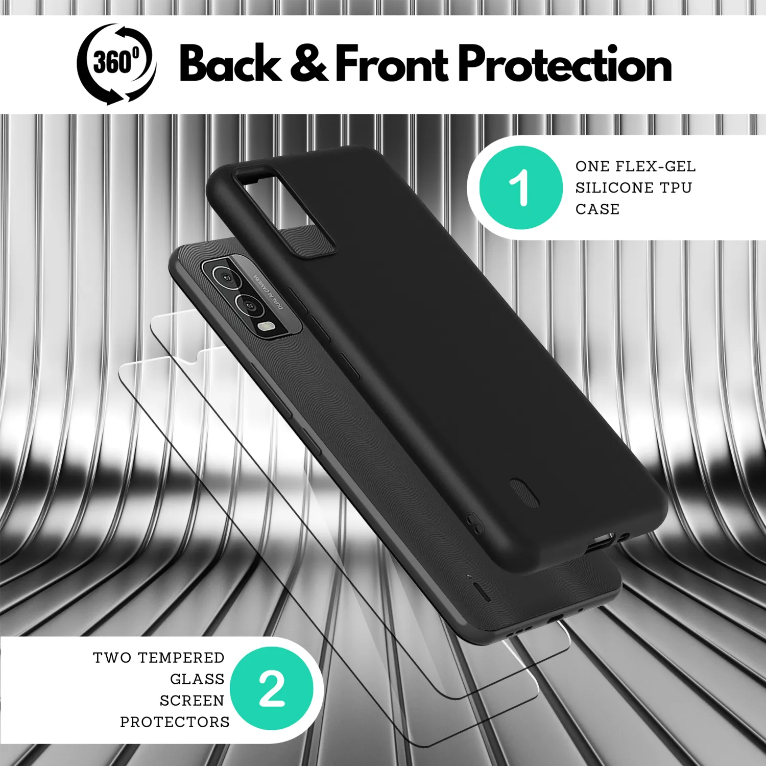2 Screen Protectors   Case for Nokia C210 (Matte Black)