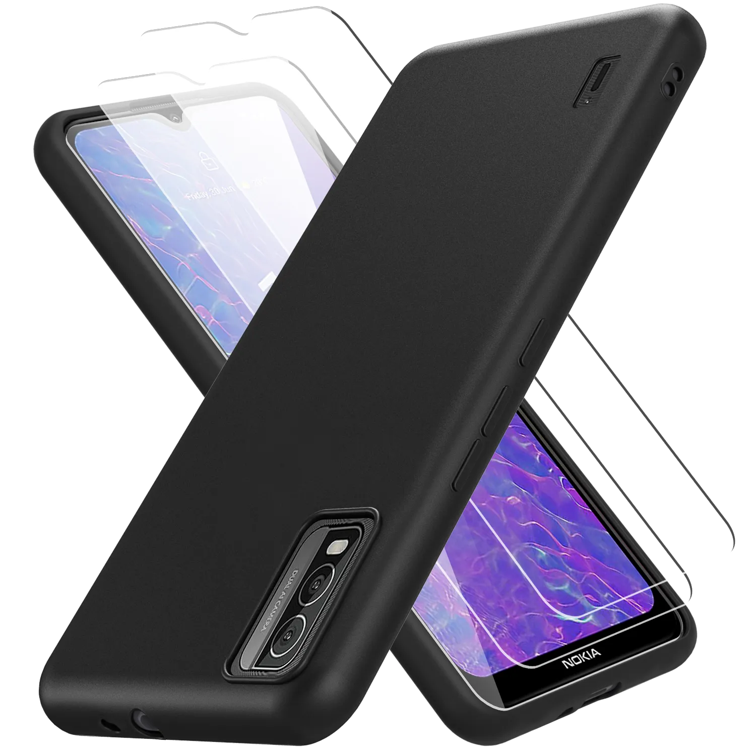 2 Screen Protectors   Case for Nokia C210 (Matte Black)