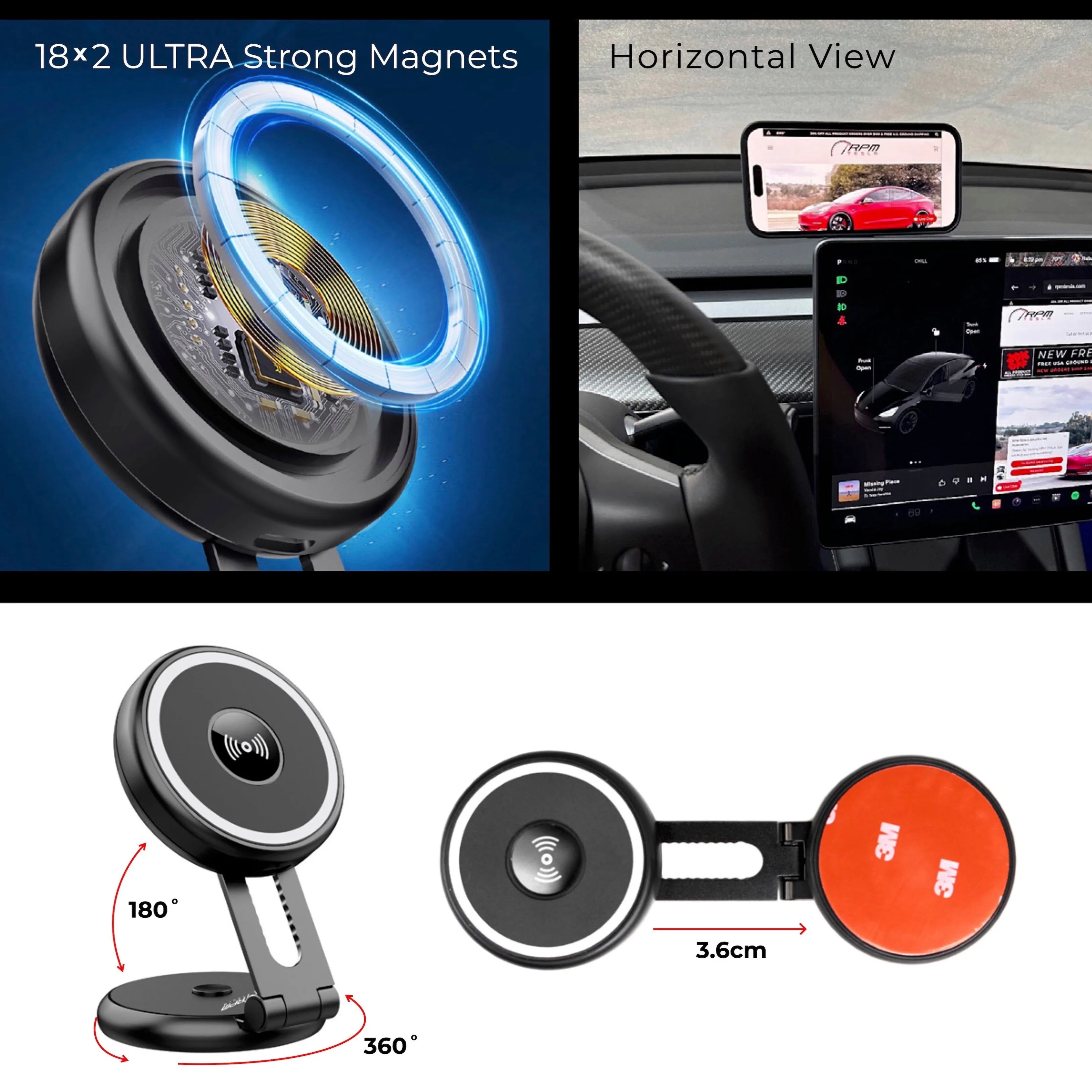 2021  | Model S & X Hideaway MagSafe 15W Fast Charging Smartphone Display Mount
