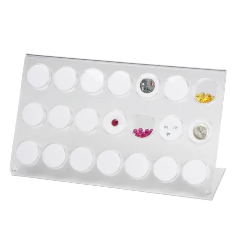 21 Acrylic 1.75" Ø Gem Jars Inserts in Acrylic Easels