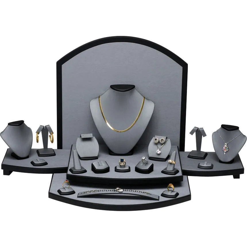26-Piece Combination Jewelry Display Set in Steel Gray & Onyx