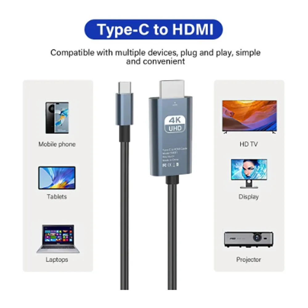 2M 4K Usb C To Hdmi Cable Adapter