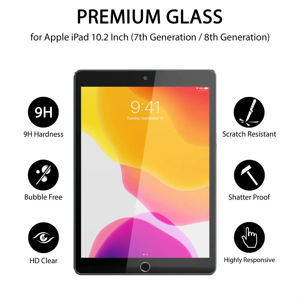 2X iPad 7 / iPad 8 Tempered Glass Screen Protector for iPad 8th / 7th Generation