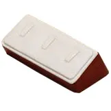 3-Clip Angle-Top Horizontal Ring Displays in Pearl & Mahogany, 4.5" L x 2.38" W