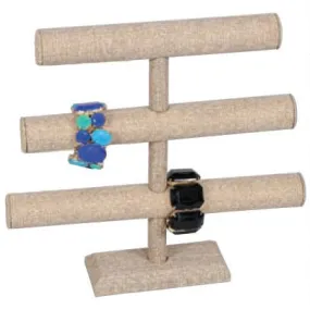 3-Level Chain or Bracelet T-Bar Displays in Burlap, 14" W x 13" H