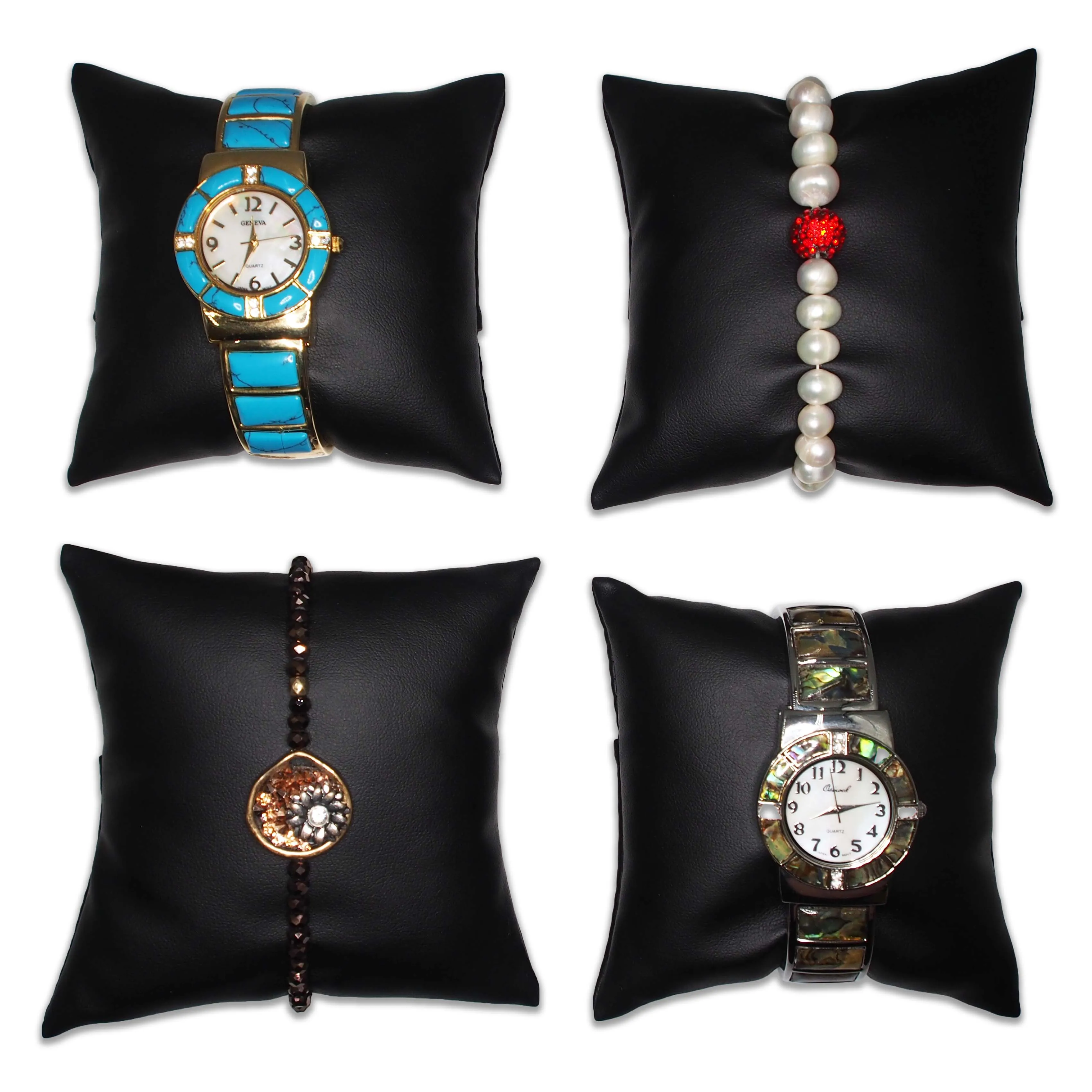 4" Black Leatherette Pillow Displays