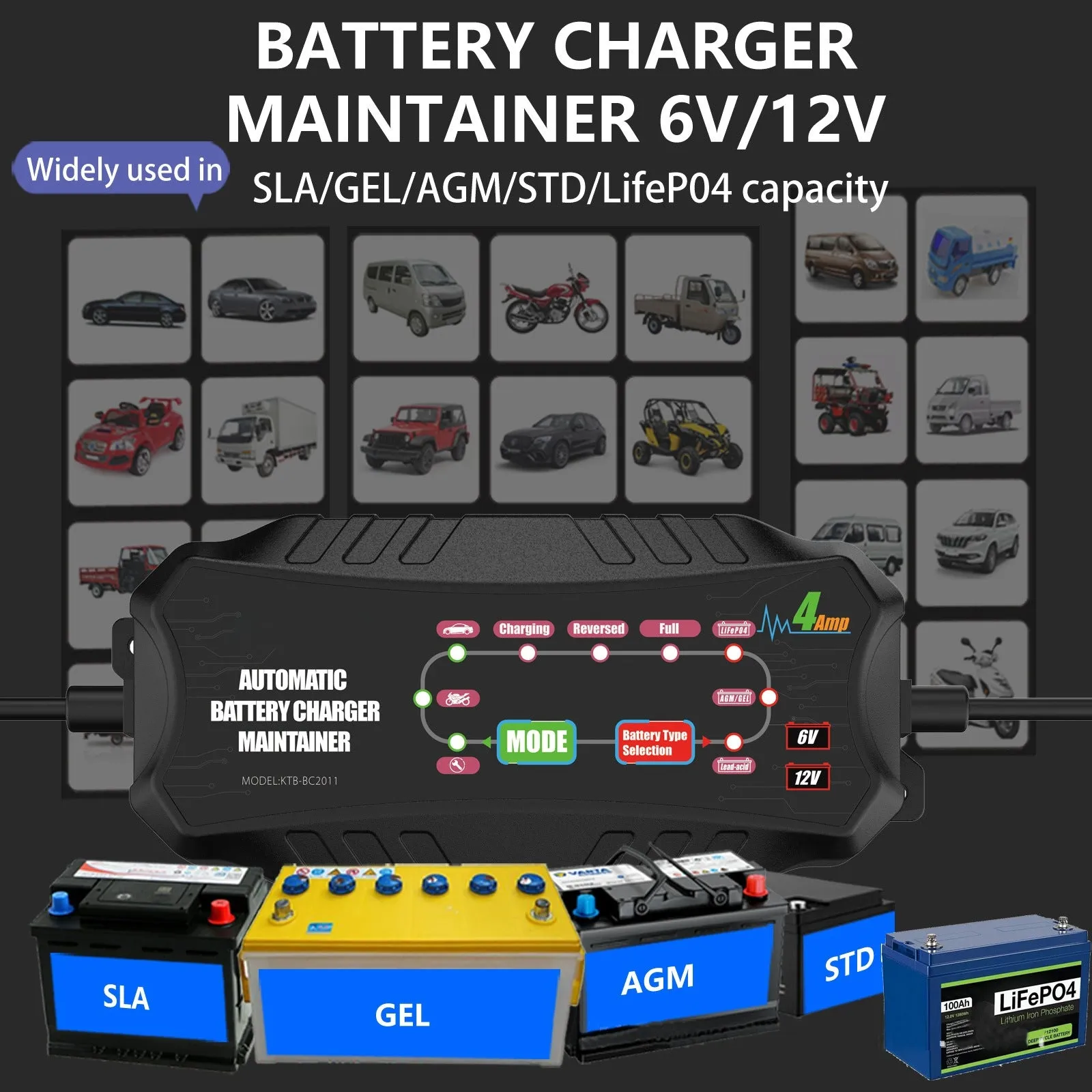 6v4a 12v4a Car Motorcycle Battery Charger Short Circuit