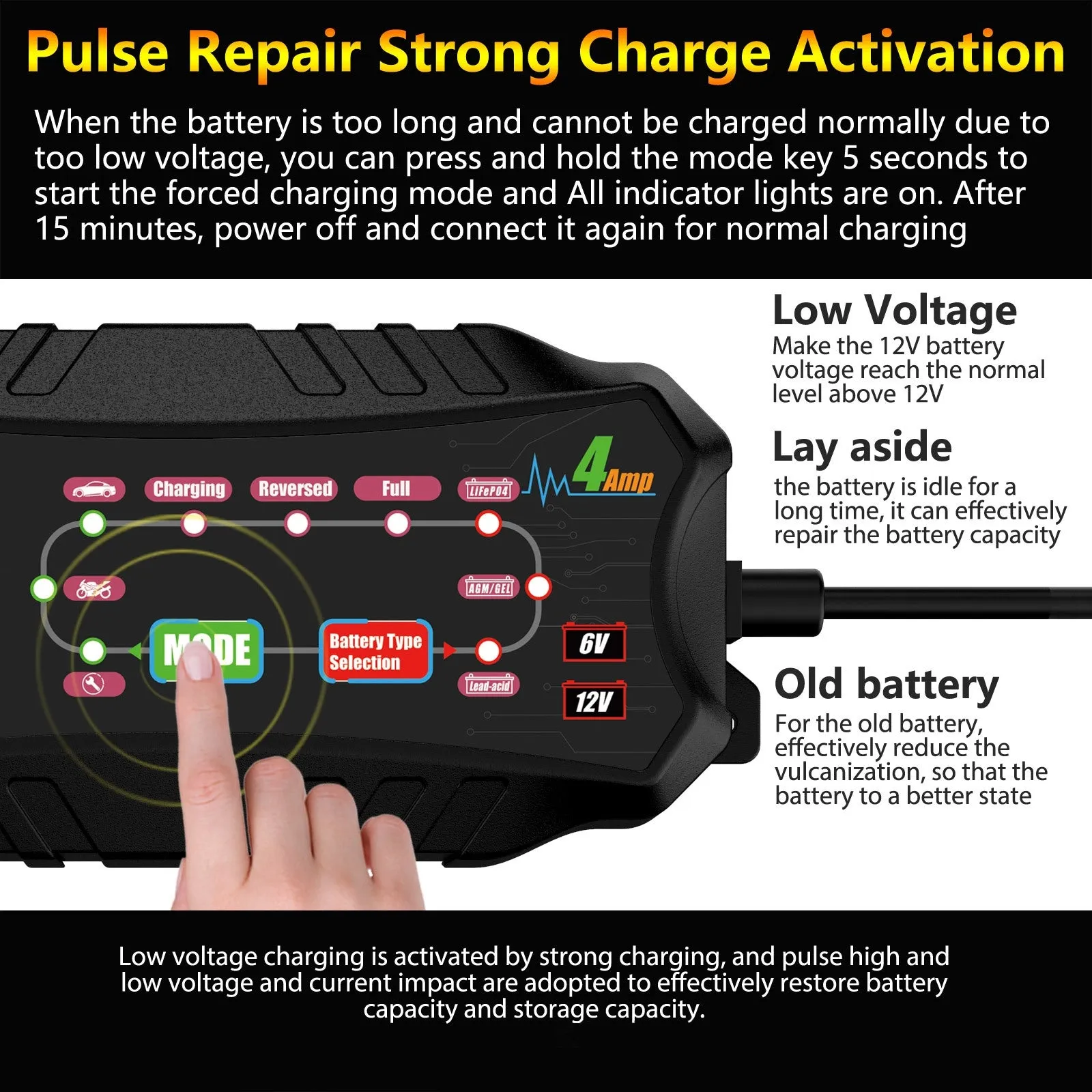 6v4a 12v4a Car Motorcycle Battery Charger Short Circuit