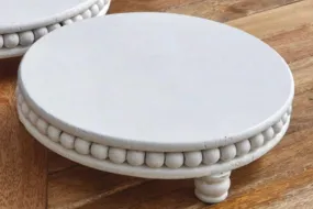8” White Round Beaded Riser
