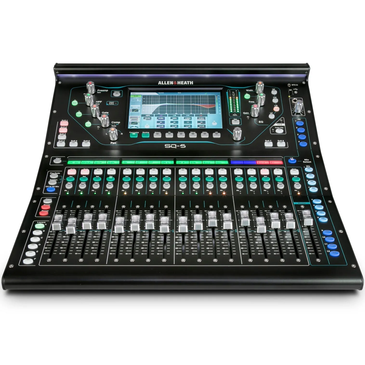 Allen & Heath SQ-5 Compact Digital Mixer, 96kHz XCVI FPGA processing, 17 Faders, 16 Onboard Preamps
