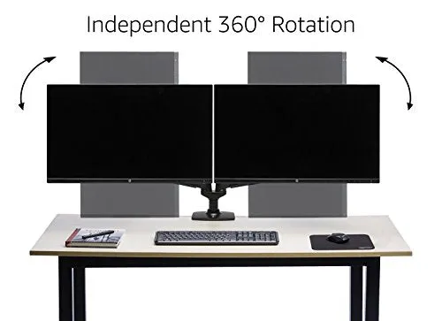 Amazon Basics Dual Monitor Stand - Lift Engine Arm Mount, Aluminum - Black