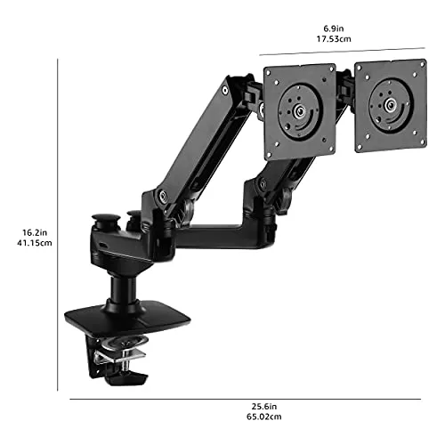 Amazon Basics Dual Monitor Stand - Lift Engine Arm Mount, Aluminum - Black