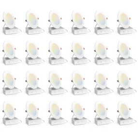 Amico 24 Pack 4 Inch 5CCT Ultra-Thin LED Recessed Ceiling Light with Junction Box, 2700K/3000K/3500K/4000K/5000K Selectable, 800 Lumens, Dimmable Canless Wafer Downlight, 10W Eqv 60W-ETL&FCC