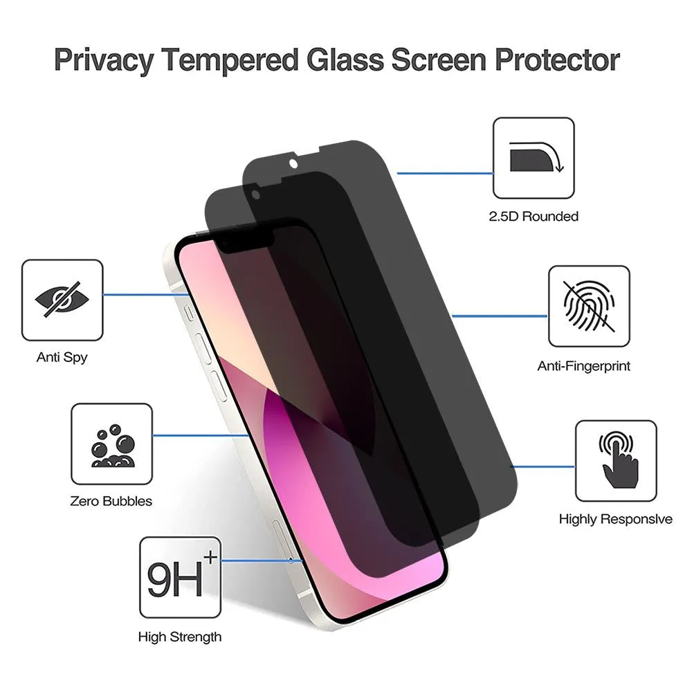 AMZER Privacy Tempered Glass Screen Protector for iPhone 13 mini with Easy Install Kit (pack of 2)