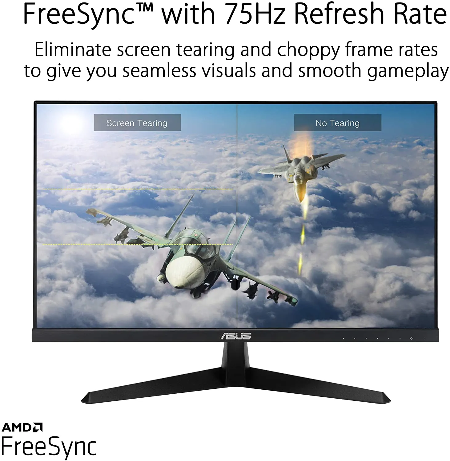 ASUS Monitor VY249HE 23.8” Eye Care Monitor, 1080P Full HD, 75Hz, IPS, Adaptive-Sync/FreeSync, Eye Care Plus, Color Augmentation, Rest Reminder, HDMI VGA, Frameless, VESA Wall Mountable