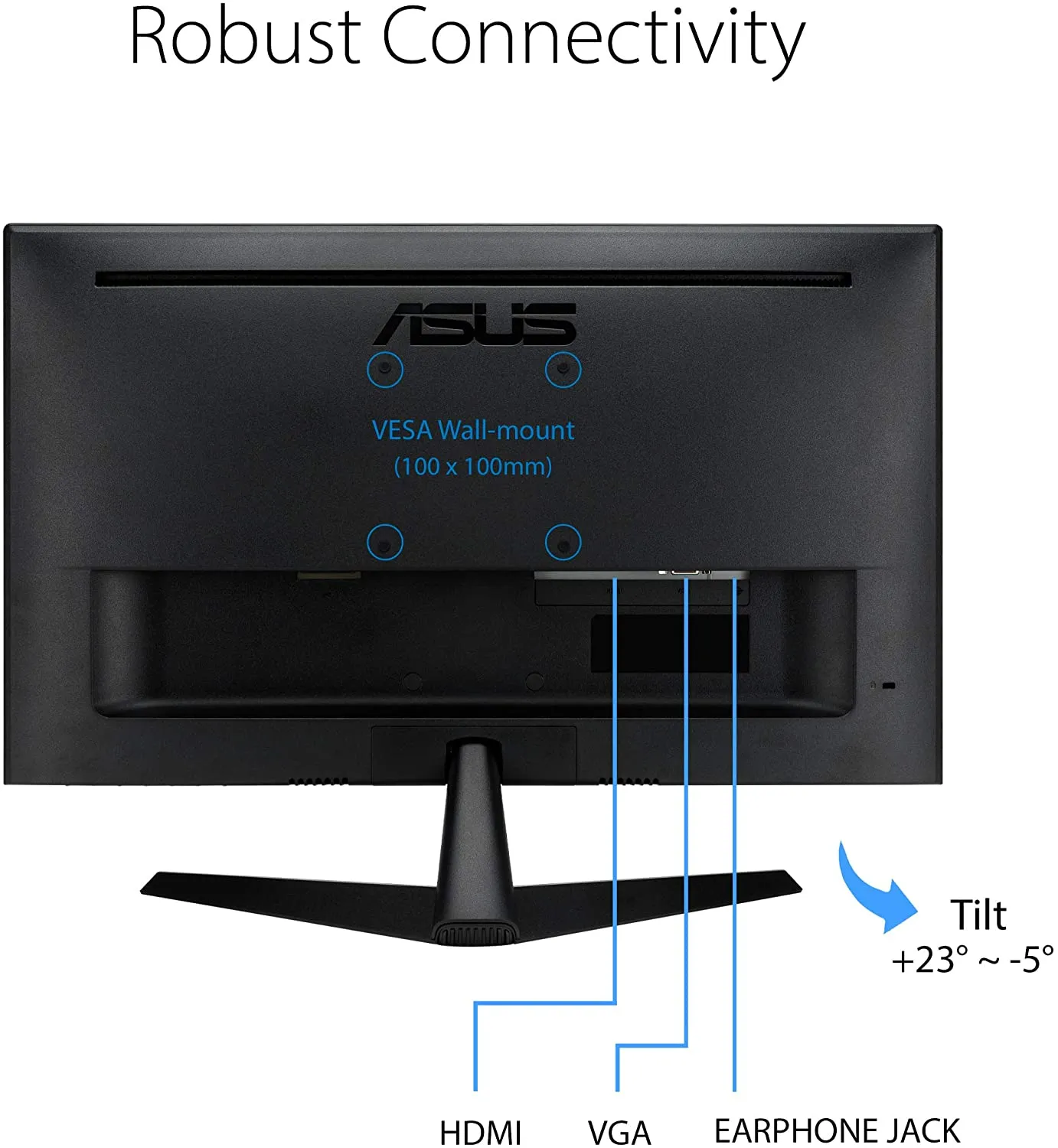 ASUS Monitor VY249HE 23.8” Eye Care Monitor, 1080P Full HD, 75Hz, IPS, Adaptive-Sync/FreeSync, Eye Care Plus, Color Augmentation, Rest Reminder, HDMI VGA, Frameless, VESA Wall Mountable