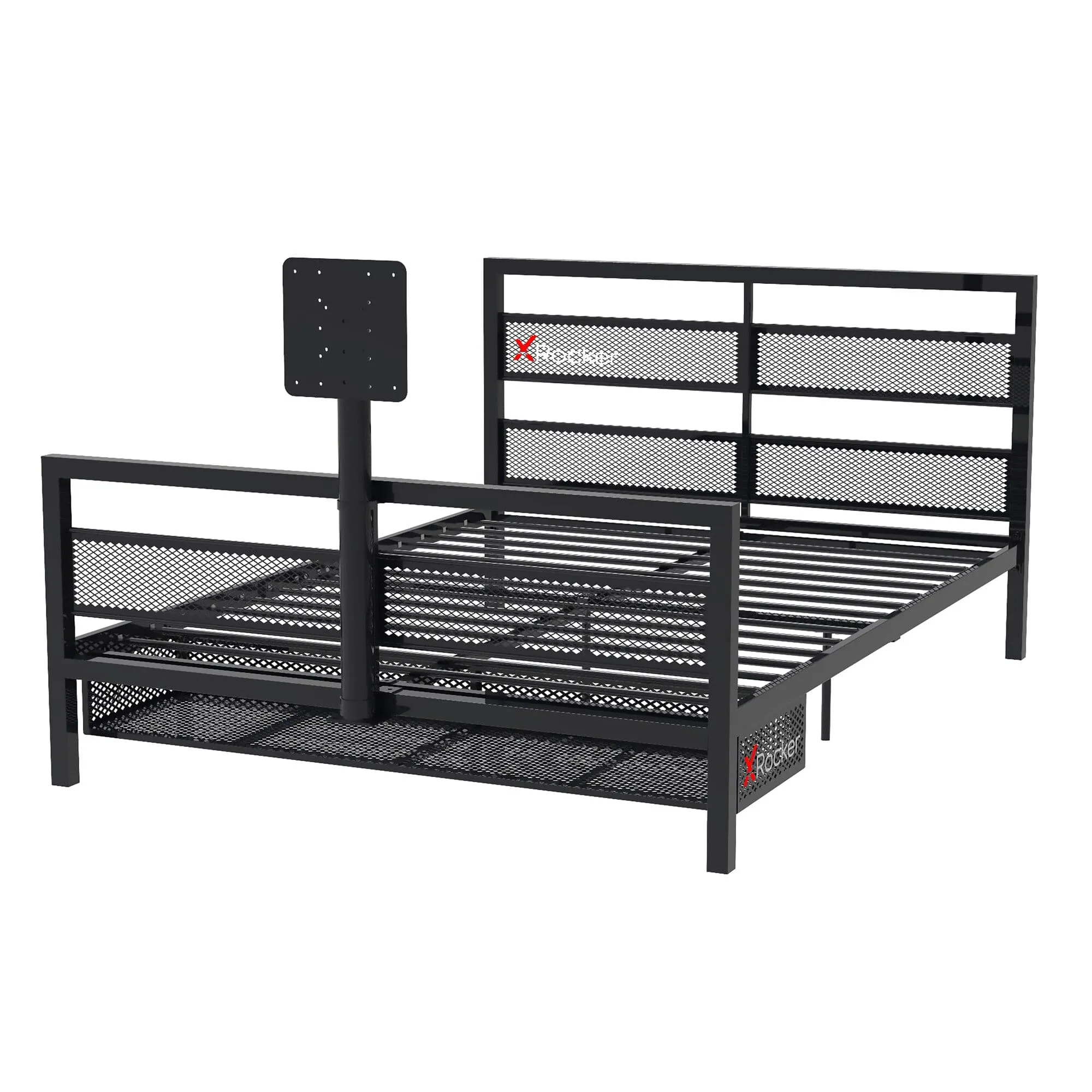 Basecamp LED Gaming Bed with XL TV Mount, Black, Full