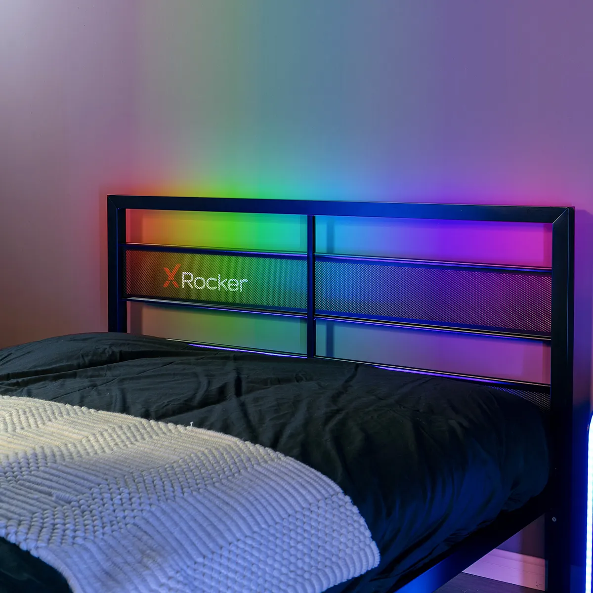 Basecamp LED Gaming Bed with XL TV Mount, Black, Full