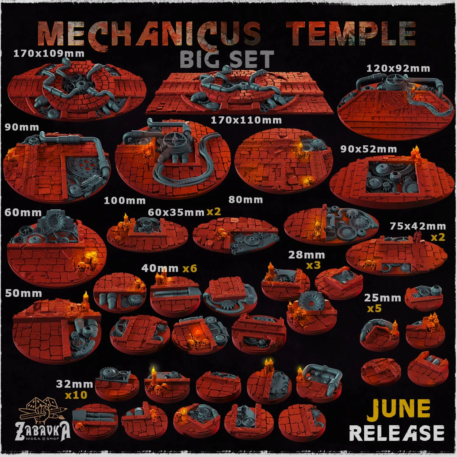 BASES - Mechanicus Temple - themed bases for wargames and tabletop