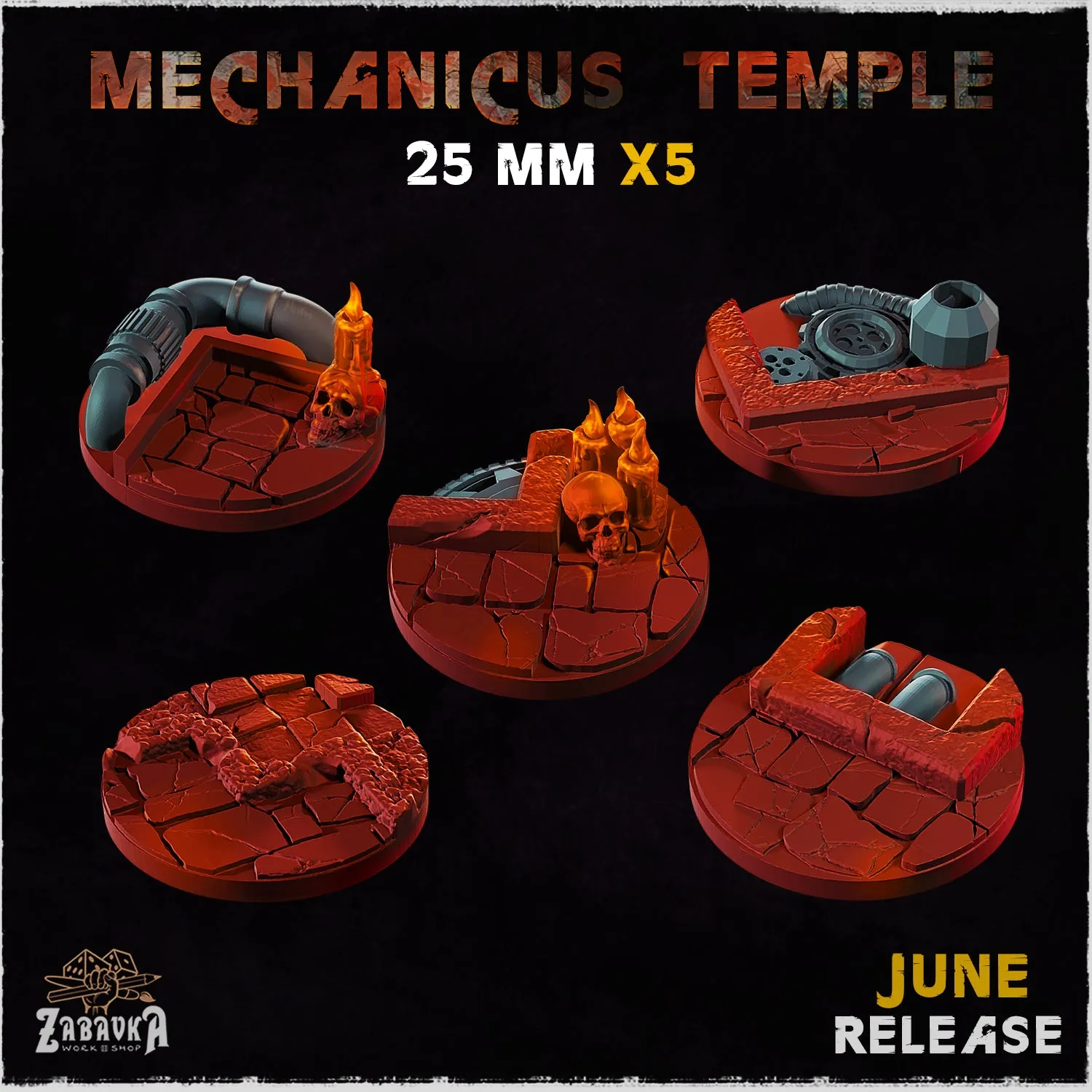 BASES - Mechanicus Temple - themed bases for wargames and tabletop