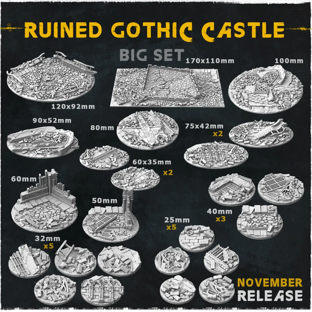 BASES - Ruined Gothic Castle themed Medieval ruins bases