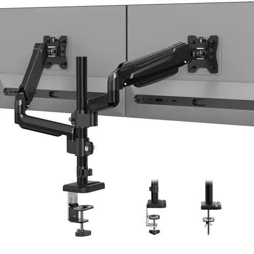 BONTEC Dual Monitor Mount for 13-32 Inch Screens, Tall Computer Monitor Stand, Adjustable Gas Spring Monitor Arm with Tilt, Swivel, Rotation, VESA 75x75, 100x100mm, Holds Up to 19.8lbs