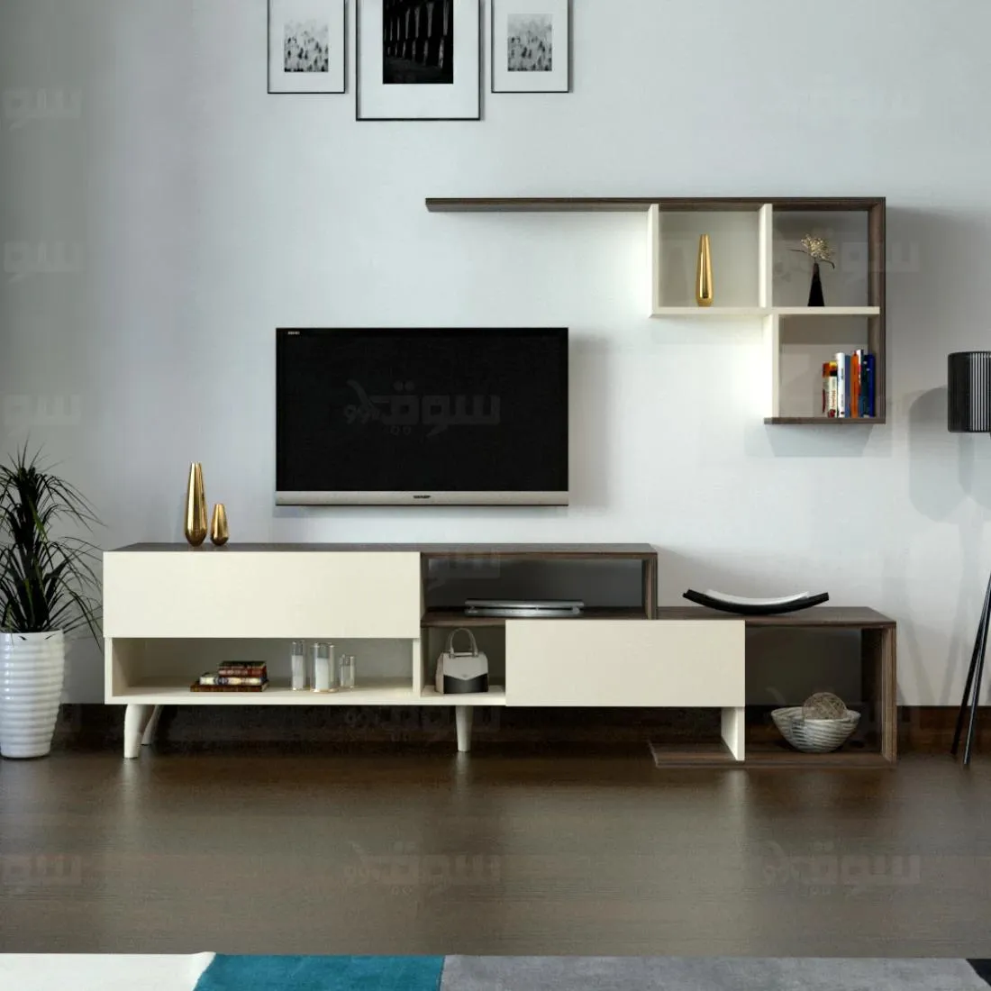 Brown & Beige TV Table