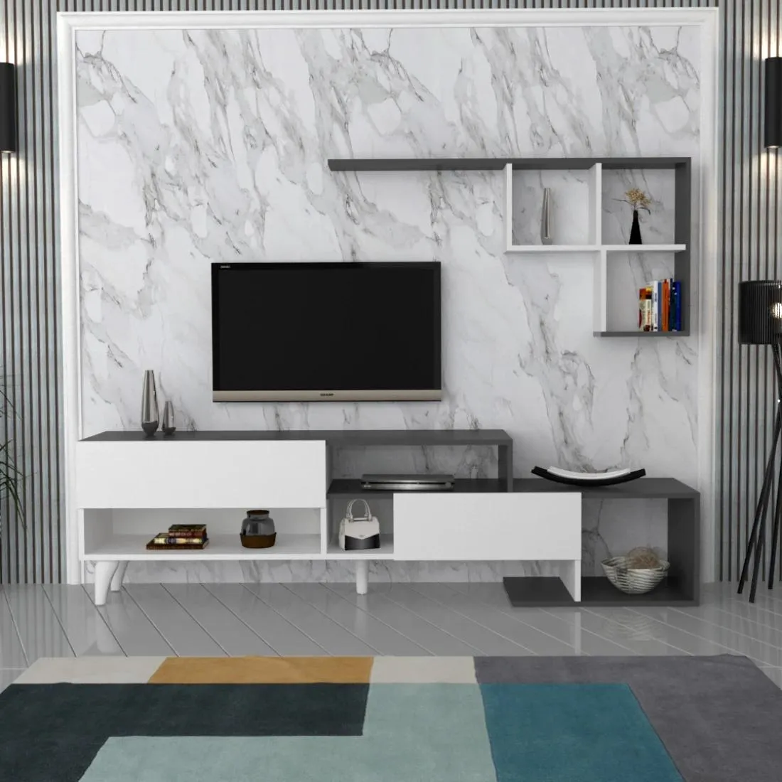 Brown & Beige TV Table