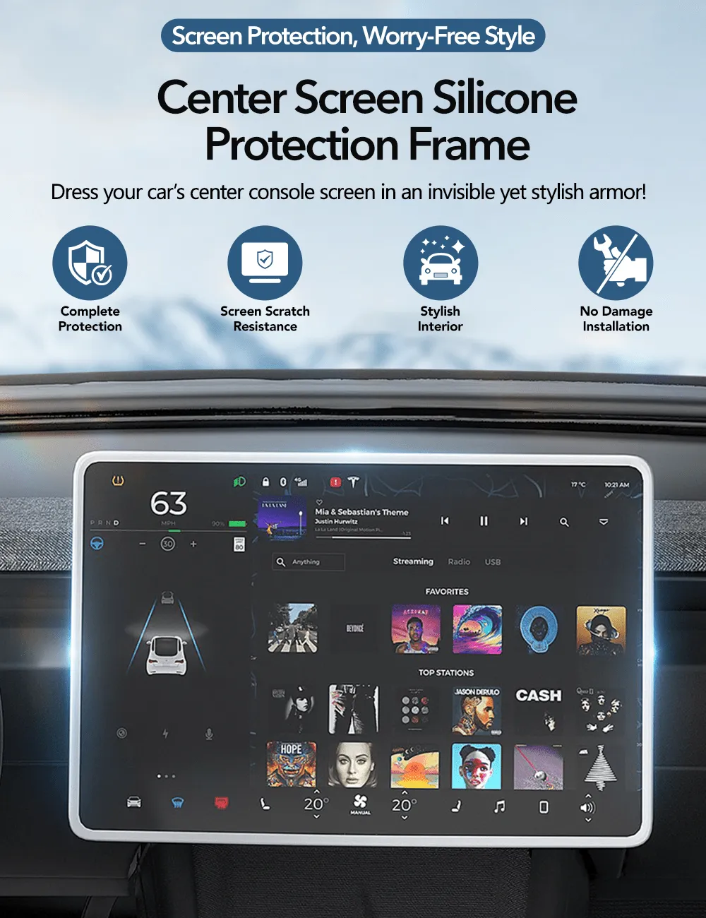 Central Screen Protector Frame for Tesla Model 3 Highland