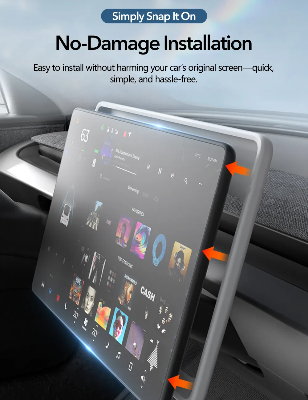 Central Screen Protector Frame for Tesla Model 3 Highland