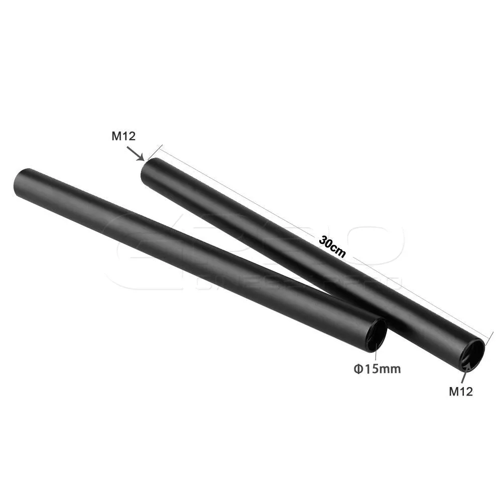 CGPro 15mm Aluminum Rod  Extension M12 Thread 4-18 inch (Pair)