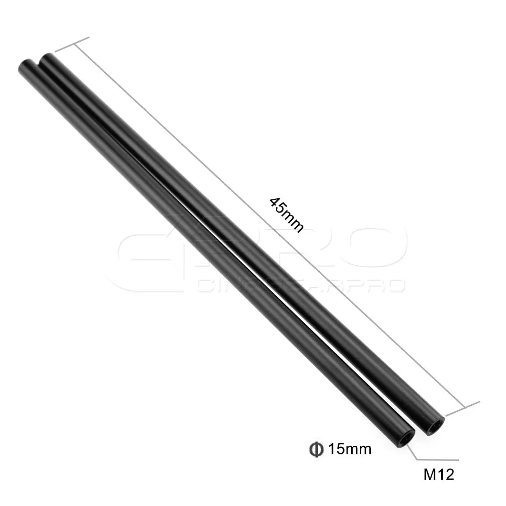 CGPro 15mm Aluminum Rod  Extension M12 Thread 4-18 inch (Pair)