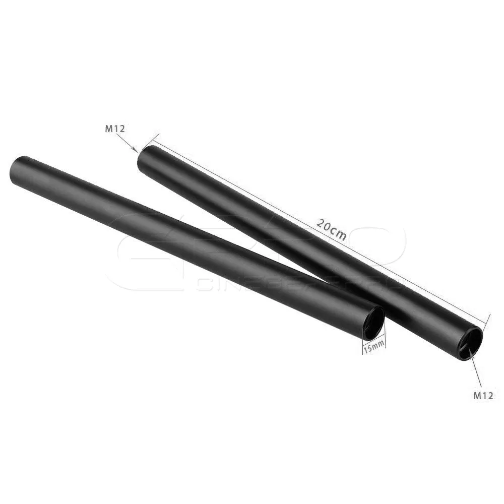 CGPro 15mm Aluminum Rod  Extension M12 Thread 4-18 inch (Pair)