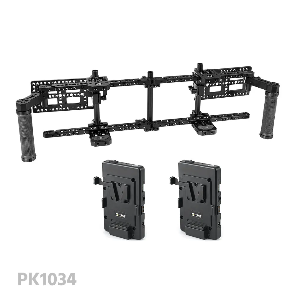 CGPro Double Adjustable 7" Director's Monitor Cage Rigs With Dual Rubber Grips & Double Battery Plate