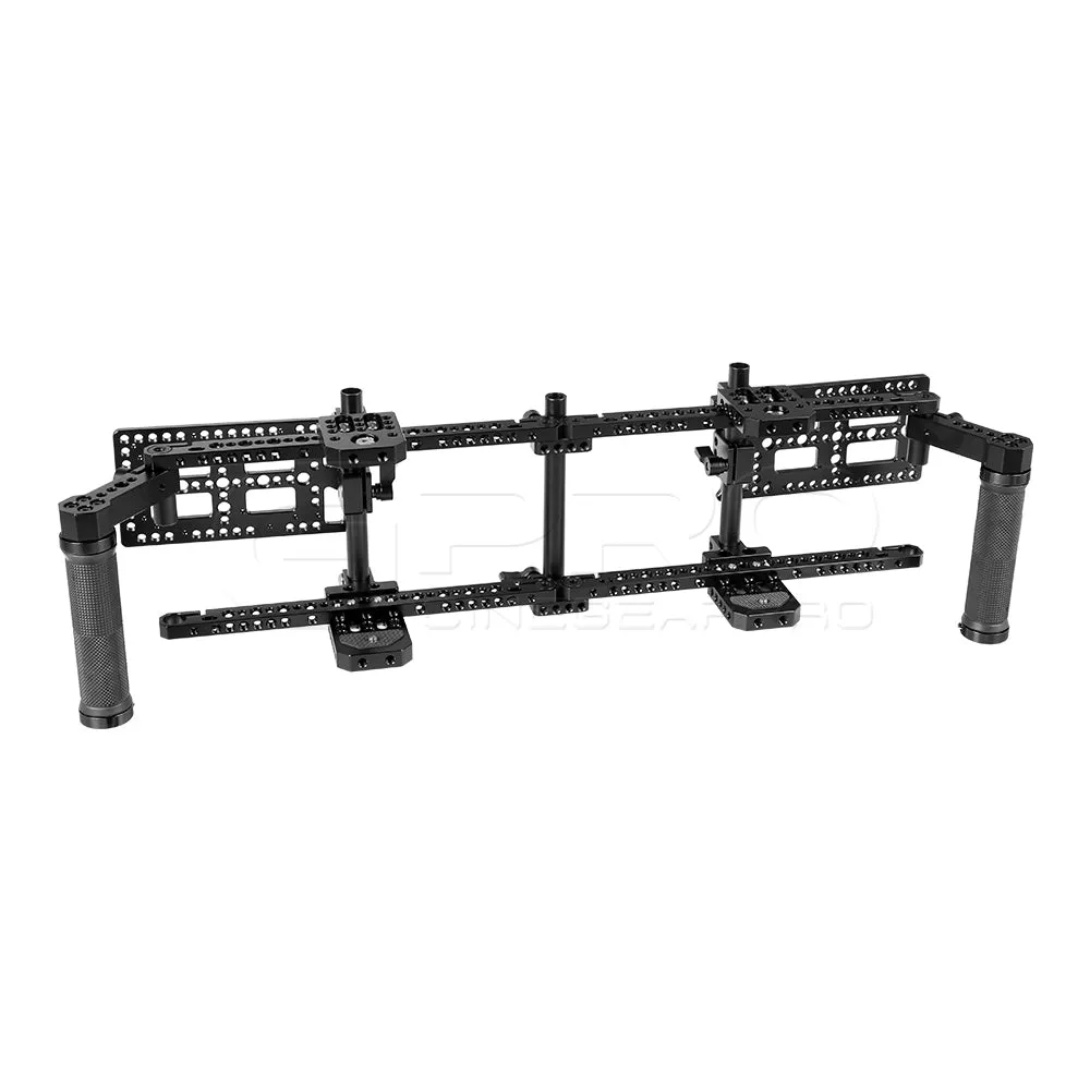 CGPro Double Adjustable 7" Director's Monitor Cage Rigs With Dual Rubber Grips & Double Battery Plate