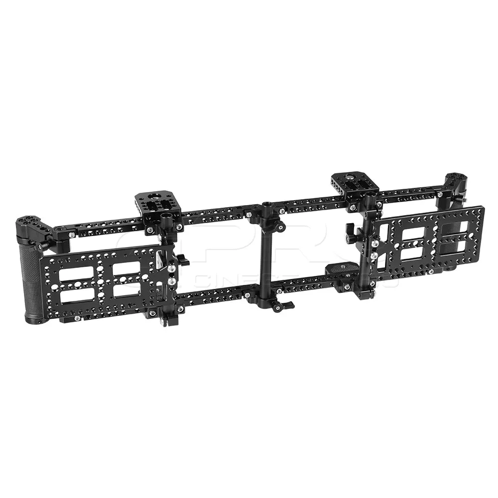 CGPro Double Adjustable 7" Director's Monitor Cage Rigs With Dual Rubber Grips & Double Battery Plate