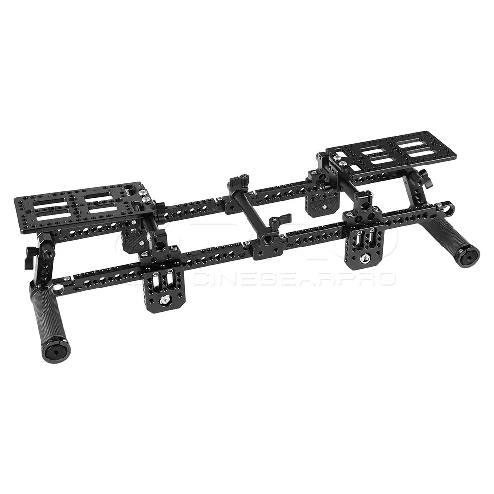 CGPro Double Adjustable 7" Director's Monitor Cage Rigs With Dual Rubber Grips & Double Battery Plate