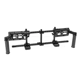 CGPro Double Adjustable 7" Director's Monitor Cage Rigs With Dual Rubber Grips & Double Battery Plate