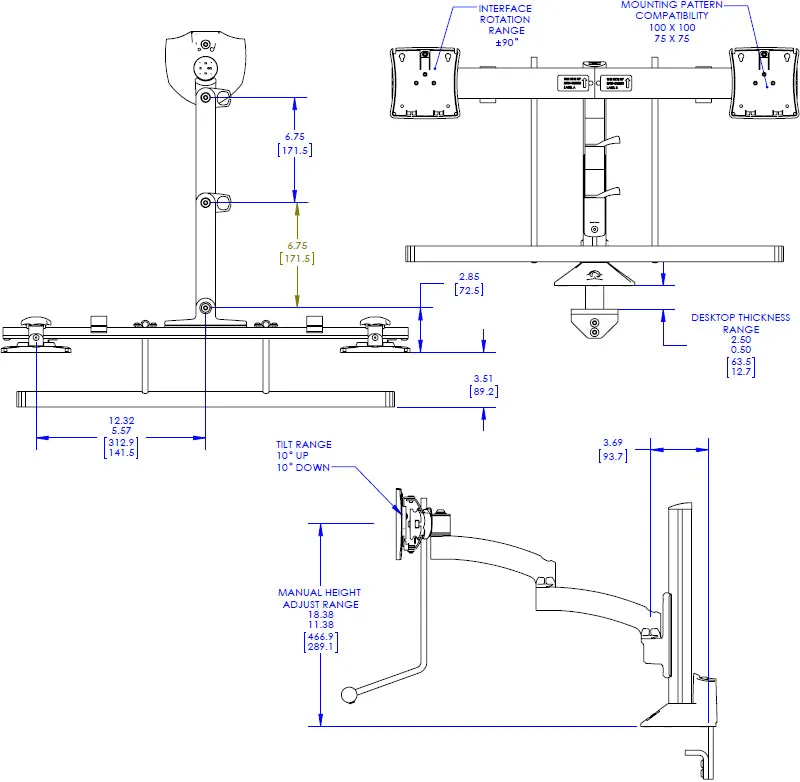 Chief Kontour Articulating Column Mount, Dual Monitor Array - K2C22H