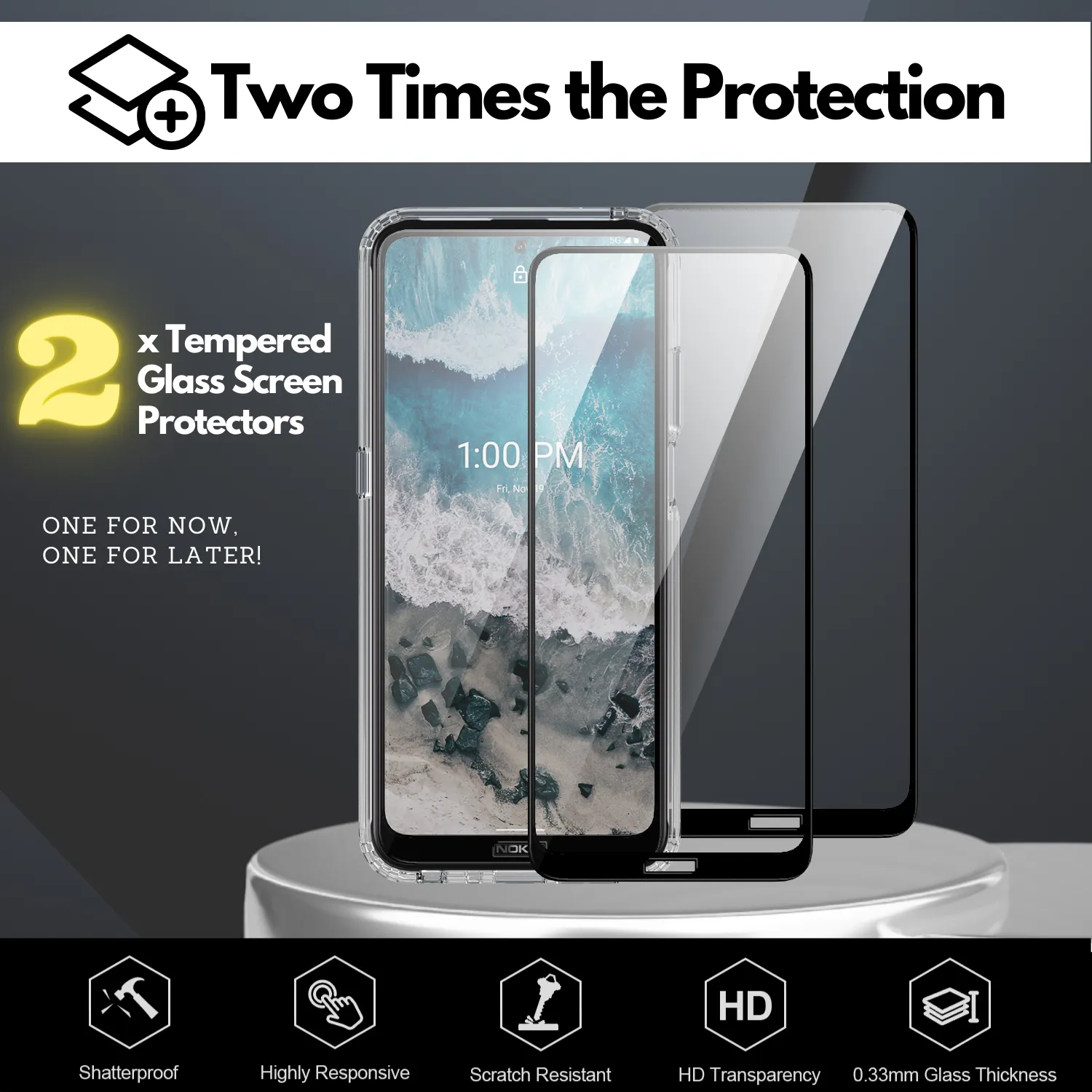 Clear Flex-Gel Case   2x Glass Screen Protector for Nokia X100