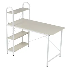 Computer Desk With Shelves, Oak/White