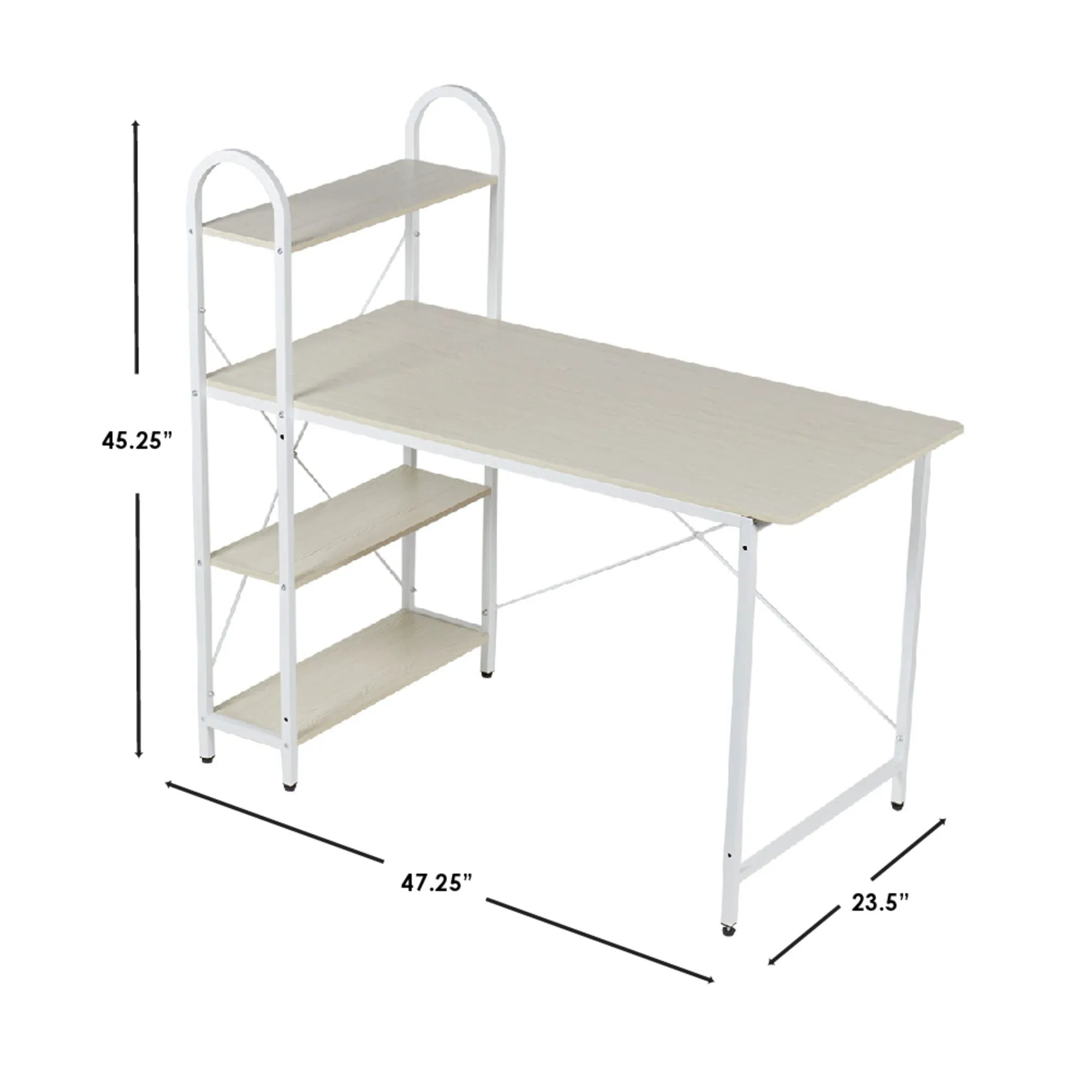 Computer Desk With Shelves, Oak/White